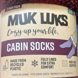 Muk Luks Black and Red Casual Socks Cozy Comfort